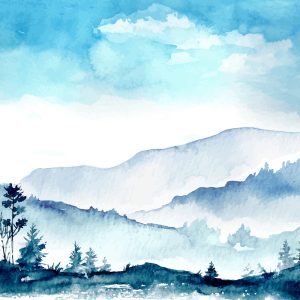 Peinture sur toile Montagnes Aquarelles – Image 1