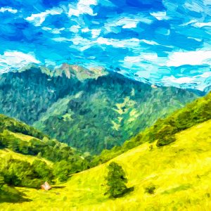 Peinture sur toile Paysage De Montagne Peint – Image 1