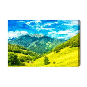 Peinture sur toile Paysage De Montagne Peint – Image 2