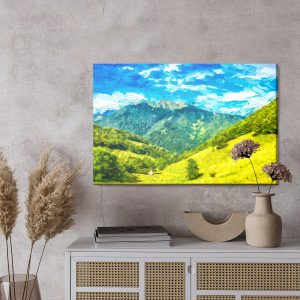 Peinture sur toile Paysage De Montagne Peint – Image 3