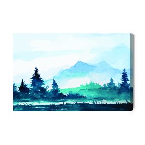 Peinture sur toile Paysage De Montagne Aquarelle – Image 2
