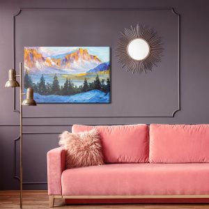 Peinture sur toile Paysage De Montagne Peint – Image 4
