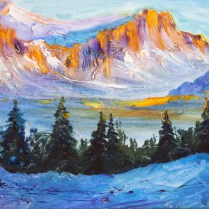 Peinture sur toile Paysage De Montagne Peint – Image 1