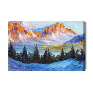 Peinture sur toile Paysage De Montagne Peint – Image 2