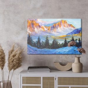 Peinture sur toile Paysage De Montagne Peint – Image 3