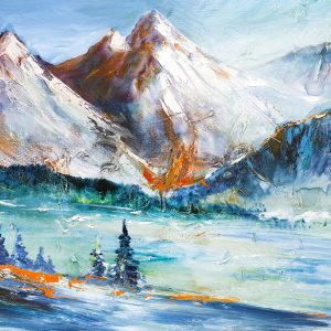 Peinture sur toile Paysage De Montagne Peint – Image 1