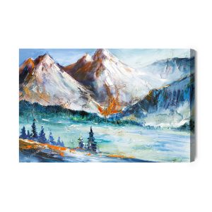 Peinture sur toile Paysage De Montagne Peint – Image 2
