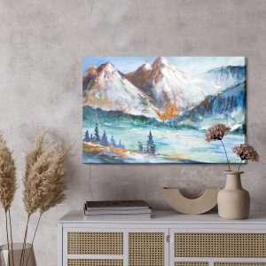 Peinture sur toile Paysage De Montagne Peint – Image 3
