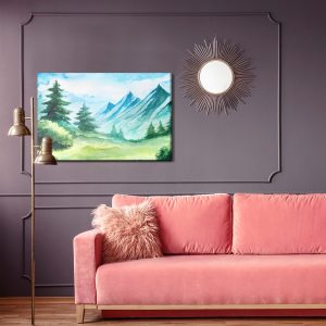 Peinture sur toile Clairière De Montagne Peinte À L'aquarelle – Image 4