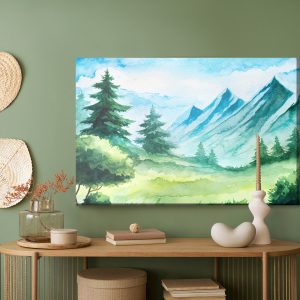 Peinture sur toile Clairière De Montagne Peinte À L'aquarelle – Image 5