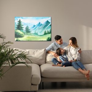 Peinture sur toile Clairière De Montagne Peinte À L'aquarelle – Image 7