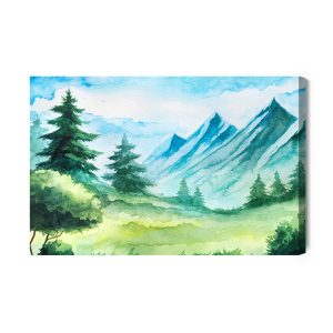 Peinture sur toile Clairière De Montagne Peinte À L'aquarelle – Image 2