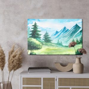 Peinture sur toile Clairière De Montagne Peinte À L'aquarelle – Image 3