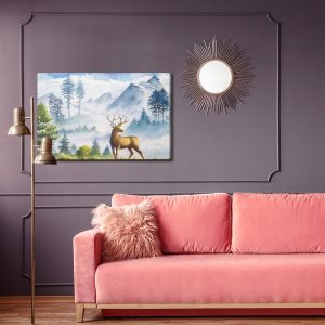 Peinture sur toile Paysage De Montagne Avec Cerf – Image 4