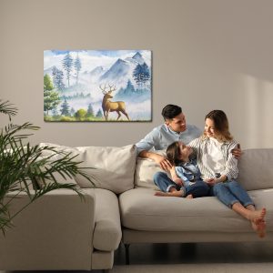 Peinture sur toile Paysage De Montagne Avec Cerf – Image 7