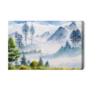 Peinture sur toile Paysage De Montagne Aquarelle – Image 2