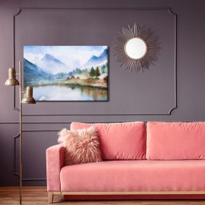 Peinture sur toile Paysage De Montagne Peint À L'aquarelle – Image 4