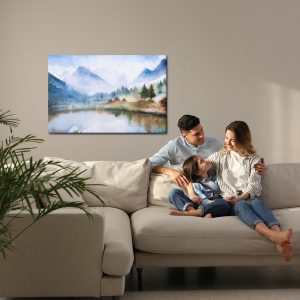 Peinture sur toile Paysage De Montagne Peint À L'aquarelle – Image 7