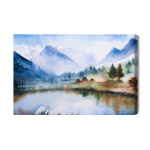Peinture sur toile Paysage De Montagne Peint À L'aquarelle – Image 2