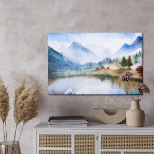 Peinture sur toile Paysage De Montagne Peint À L'aquarelle – Image 3