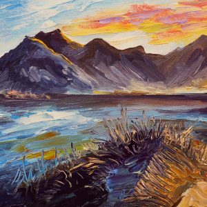 Peinture sur toile Paysage De Montagne Peint – Image 1