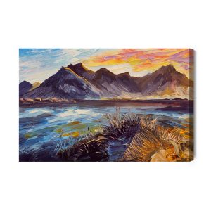 Peinture sur toile Paysage De Montagne Peint – Image 2