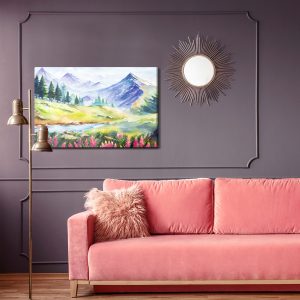 Peinture sur toile Paysage De Montagne Peint À L'aquarelle – Image 4