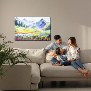 Peinture sur toile Paysage De Montagne Peint À L'aquarelle – Image 7