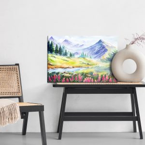 Peinture sur toile Paysage De Montagne Peint À L'aquarelle – Image 6