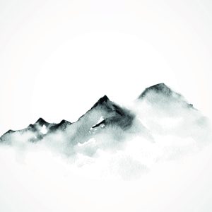 Peinture sur toile Montagnes Peintes À L'aquarelle – Image 1