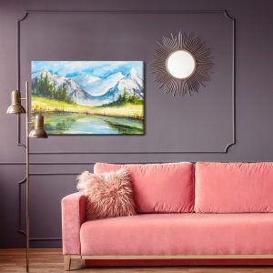 Peinture sur toile Paysage De Montagne Peint À L'aquarelle – Image 4