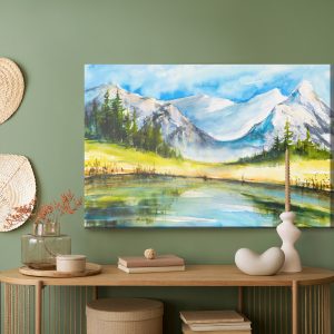 Peinture sur toile Paysage De Montagne Peint À L'aquarelle – Image 5