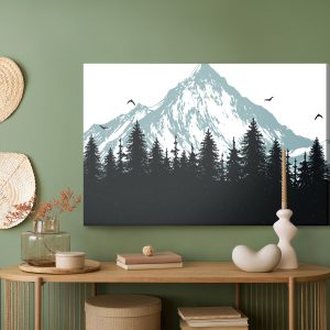 Peinture sur toile Forêt Au Pied Des Montagnes – Image 5