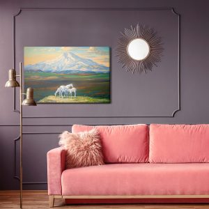 Peinture sur toile Chevaux Sur Fond De Montagnes – Image 4