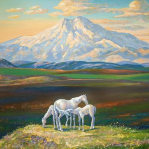 Peinture sur toile Chevaux Sur Fond De Montagnes – Image 1