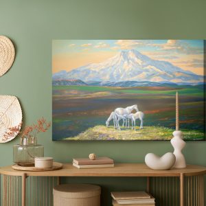 Peinture sur toile Chevaux Sur Fond De Montagnes – Image 5