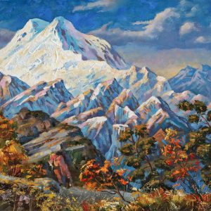 Peinture sur toile Paysage De Montagne D'automne Peint – Image 1