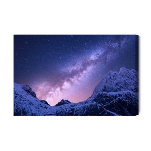 Peinture sur toile Voie Lactée Au-Dessus Des Montagnes Enneigées – Image 2