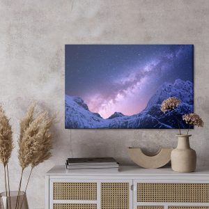Peinture sur toile Voie Lactée Au-Dessus Des Montagnes Enneigées – Image 3