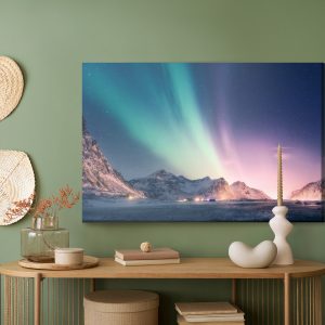 Peinture sur toile Aurores Boréales Dans Les Montagnes – Image 5