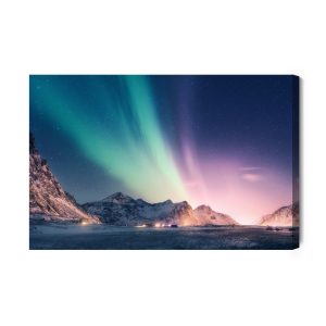Peinture sur toile Aurores Boréales Dans Les Montagnes – Image 2