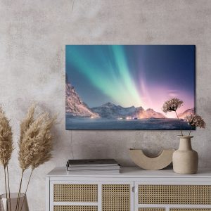 Peinture sur toile Aurores Boréales Dans Les Montagnes – Image 3