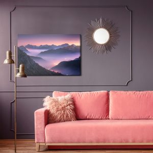 Peinture sur toile Montagnes Dans Le Brouillard Le Soir – Image 4
