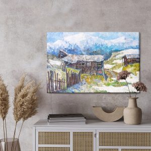 Peinture sur toile Vieilles Cabanes Dans Les Montagnes – Image 3
