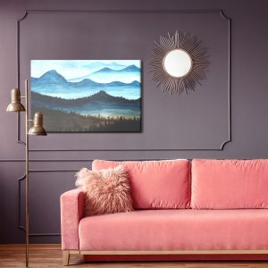 Peinture sur toile Paysage De Montagne Aquarelle Avec Forêt – Image 4