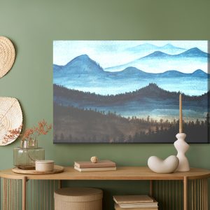 Peinture sur toile Paysage De Montagne Aquarelle Avec Forêt – Image 5