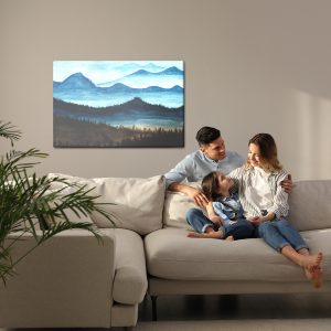 Peinture sur toile Paysage De Montagne Aquarelle Avec Forêt – Image 7