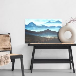 Peinture sur toile Paysage De Montagne Aquarelle Avec Forêt – Image 6