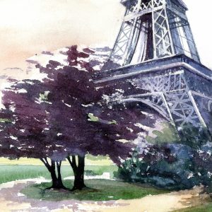 Peinture sur toile Tour Eiffel Peinte À L'aquarelle – Image 1
