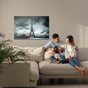 Peinture sur toile Vieille Voiture Dans Le Contexte De La Tour Eiffel – Image 7